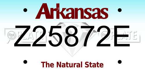 Z25872E Arkansas License Plate
