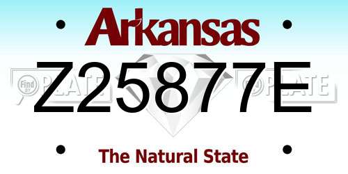 Z25877E Arkansas License Plate