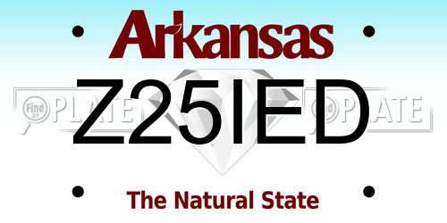 Z25IED Arkansas License Plate