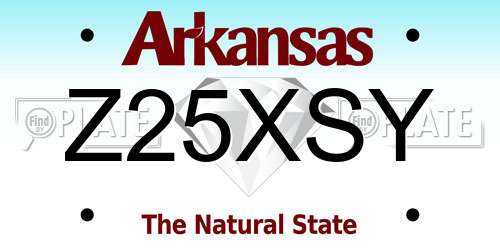 Z25XSY Arkansas License Plate