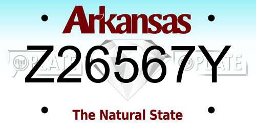 Z26567Y Arkansas License Plate