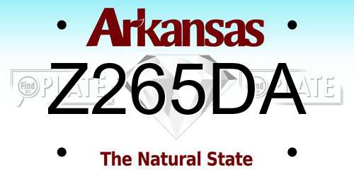 Z265DA Arkansas License Plate