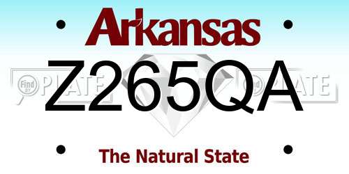 Z265QA Arkansas License Plate