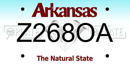 Z268OA Arkansas License Plate
