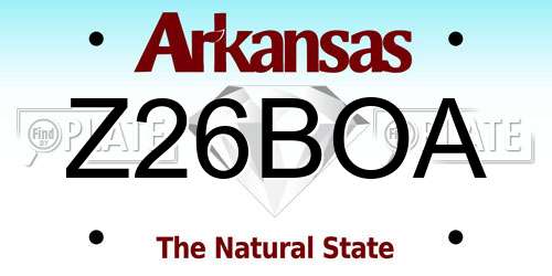 Z26BOA Arkansas License Plate