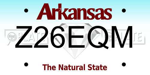 Z26EQM Arkansas License Plate