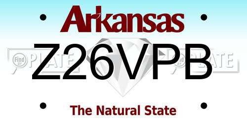 Z26VPB Arkansas License Plate