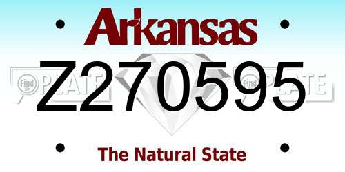 Z270595 Arkansas License Plate