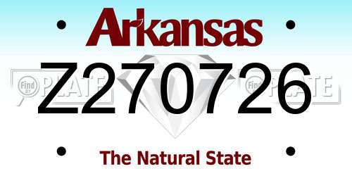 Z270726 Arkansas License Plate