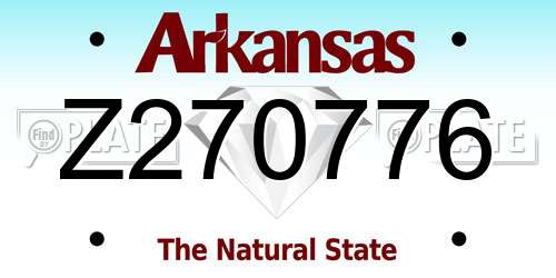 Z270776 Arkansas License Plate