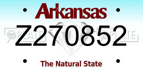 Z270852 Arkansas License Plate