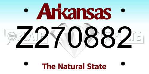 Z270882 Arkansas License Plate