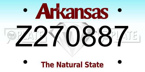 Z270887 Arkansas License Plate