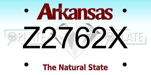Z2762X Arkansas License Plate