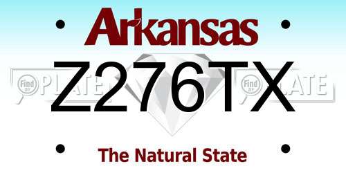 Z276TX Arkansas License Plate
