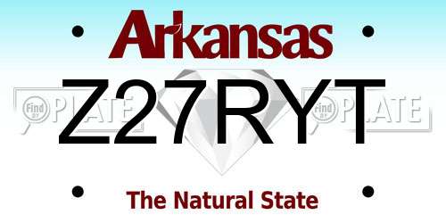 Z27RYT Arkansas License Plate