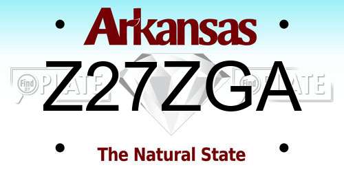 Z27ZGA Arkansas License Plate