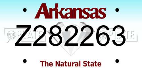 Z282263 Arkansas License Plate