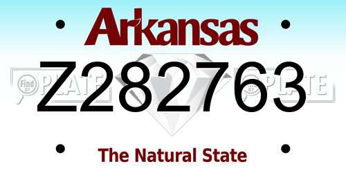 Z282763 Arkansas License Plate