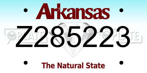 Z285223 Arkansas License Plate