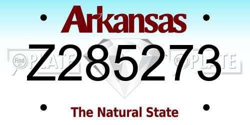 Z285273 Arkansas License Plate