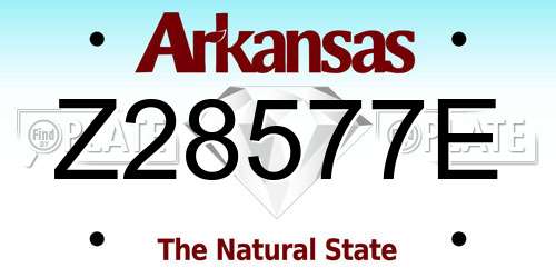 Z28577E Arkansas License Plate