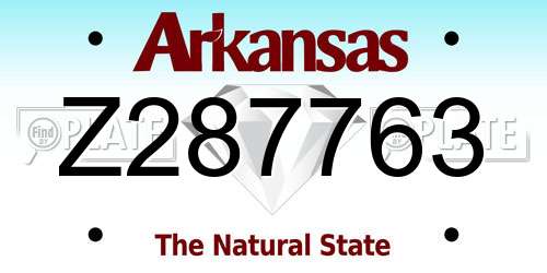 Z287763 Arkansas License Plate