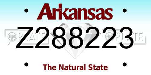 Z288223 Arkansas License Plate