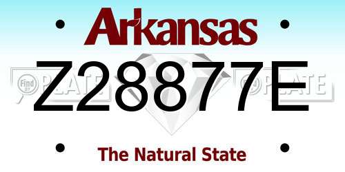 Z28877E Arkansas License Plate