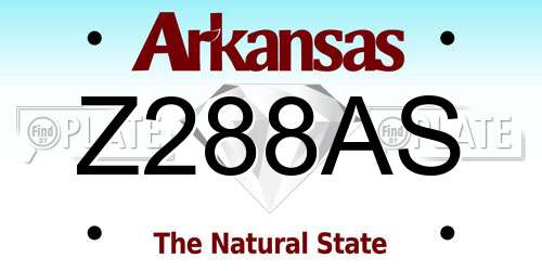 Z288AS Arkansas License Plate