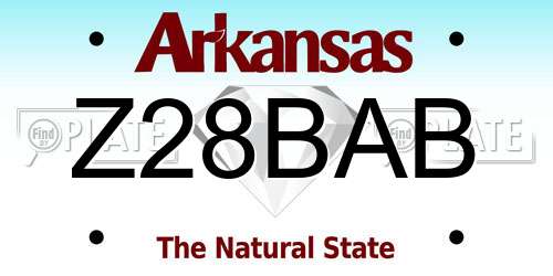 Z28BAB Arkansas License Plate
