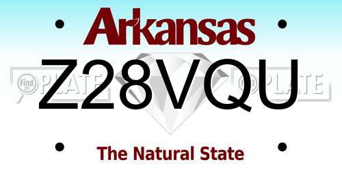 Z28VQU Arkansas License Plate