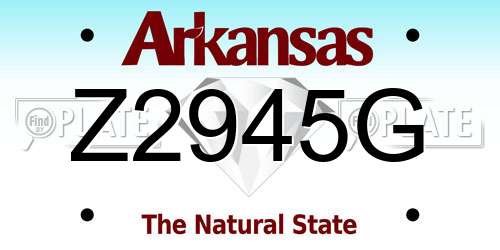 Z2945G Arkansas License Plate