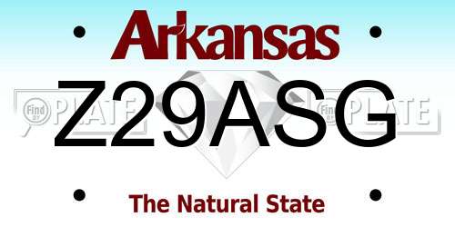 Z29ASG Arkansas License Plate