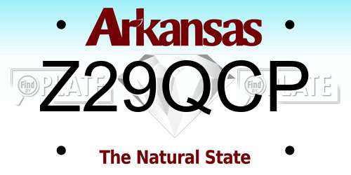 Z29QCP Arkansas License Plate