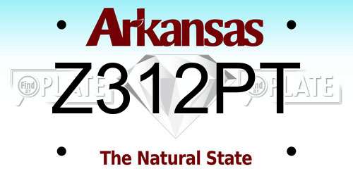 Z312PT Arkansas License Plate