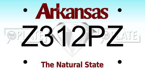 Z312PZ Arkansas License Plate