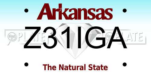 Z31IGA Arkansas License Plate