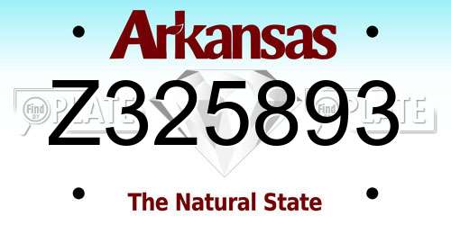 Z325893 Arkansas License Plate