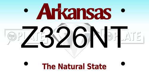Z326NT Arkansas License Plate