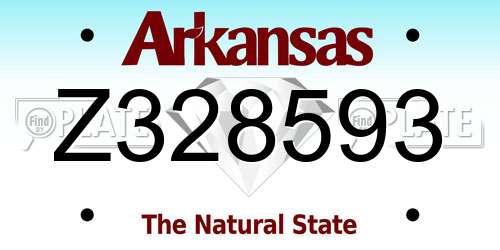 Z328593 Arkansas License Plate