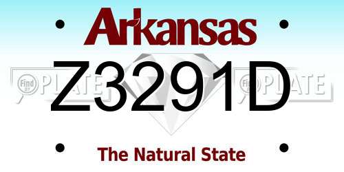 Z3291D Arkansas License Plate