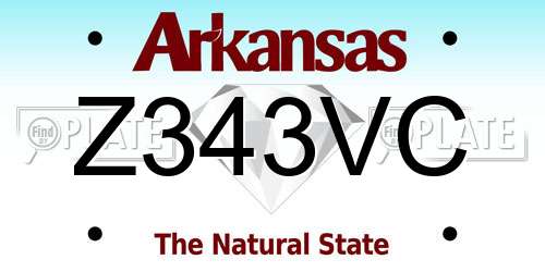 Z343VC Arkansas License Plate