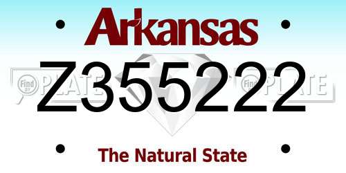 Z355222 Arkansas License Plate