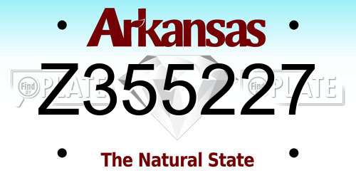 Z355227 Arkansas License Plate