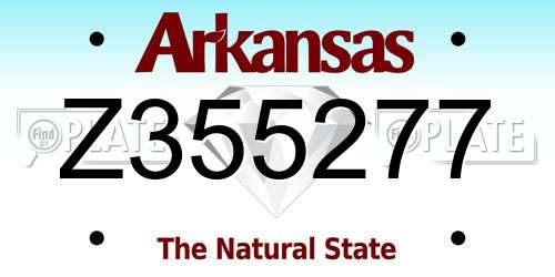 Z355277 Arkansas License Plate