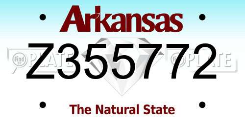 Z355772 Arkansas License Plate