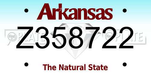 Z358722 Arkansas License Plate