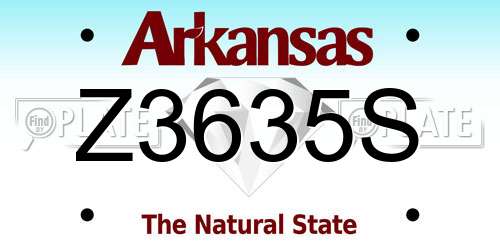 Z3635S Arkansas License Plate