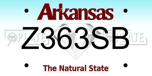 Z363SB Arkansas License Plate